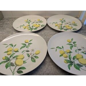 Set of 4 Texas Ware Melamine‎ Dinner Plates Lemon Tree Pattern